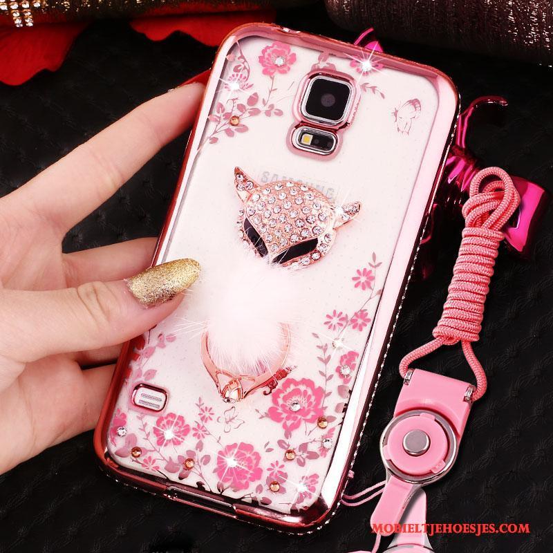 Samsung Galaxy S4 Rose Goud Plating Met Strass Bescherming Hoes Ster Hoesje Telefoon