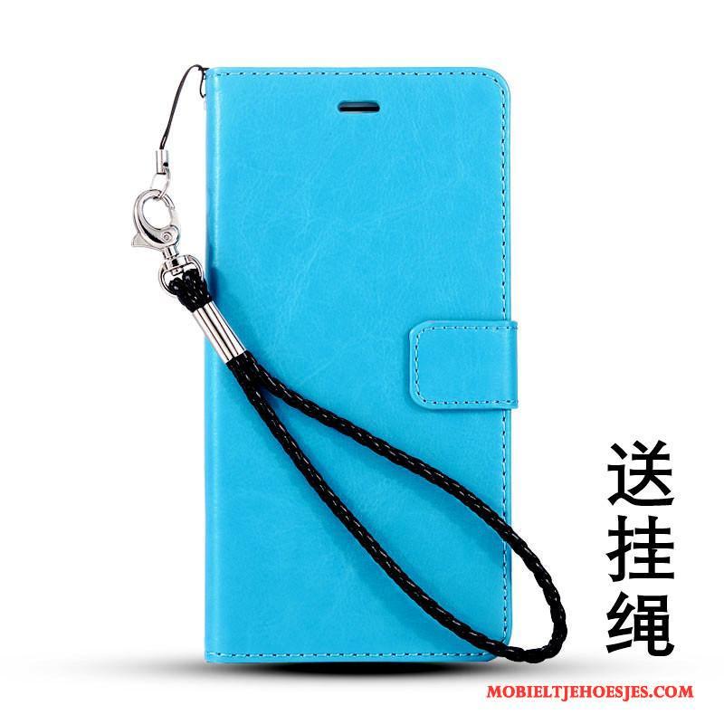 Samsung Galaxy S5 Hanger Folio Hoesje Bescherming Blauw Leren Etui Ster