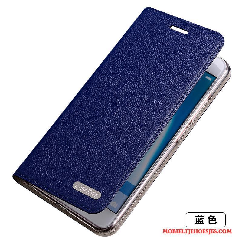 Samsung Galaxy S5 Hoesje Anti-fall Clamshell Blauw Echt Leer Dun Telefoon