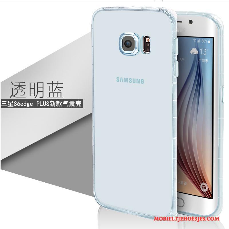 Samsung Galaxy S6 Edge + Hoes Zacht Bescherming Doorzichtig Siliconen Hoesje Telefoon Lichtblauw