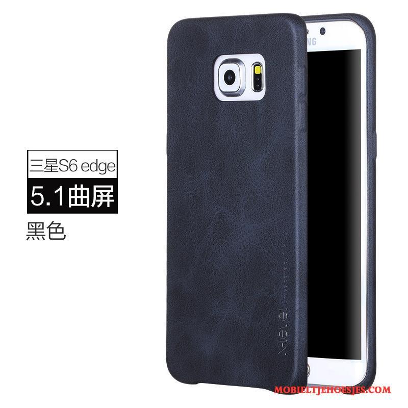 Samsung Galaxy S6 Edge Hoesje Telefoon Leren Etui Bedrijf Blauw Ster Bescherming Anti-fall