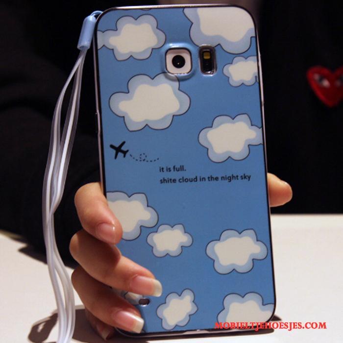 Samsung Galaxy S6 Edge + Hoesje Telefoon Ster Siliconen Blauw Anti-fall Hanger Zacht