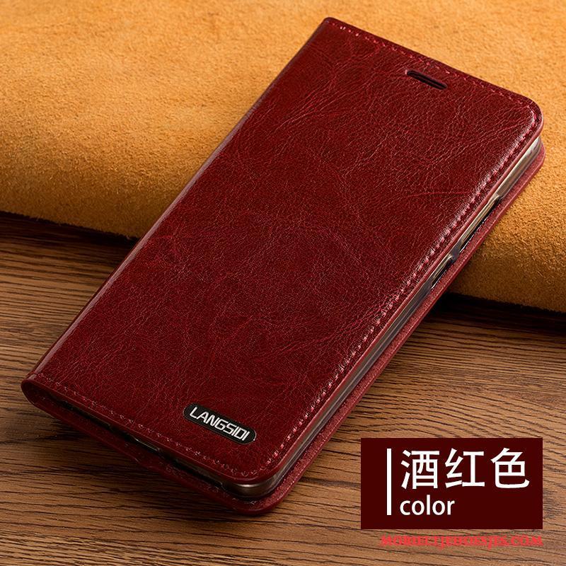 Samsung Galaxy S6 Edge + Mobiele Telefoon Leren Etui Hoesje Telefoon Wijnrood Anti-fall Bescherming Folio