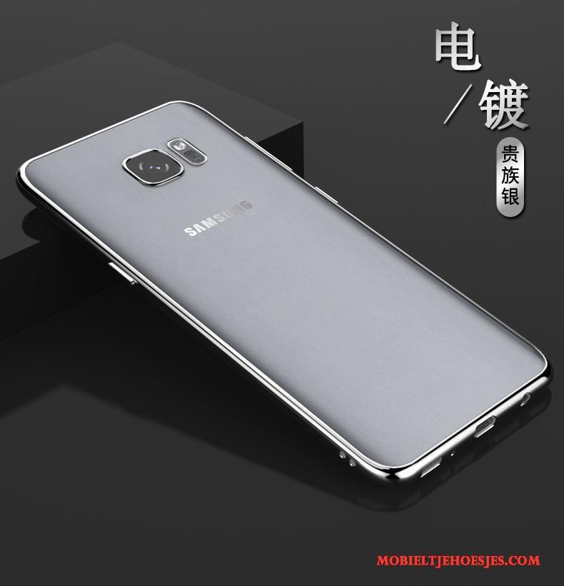 Samsung Galaxy S6 Edge Zilver Hoesje Doorzichtig Dun Siliconen Zacht Telefoon