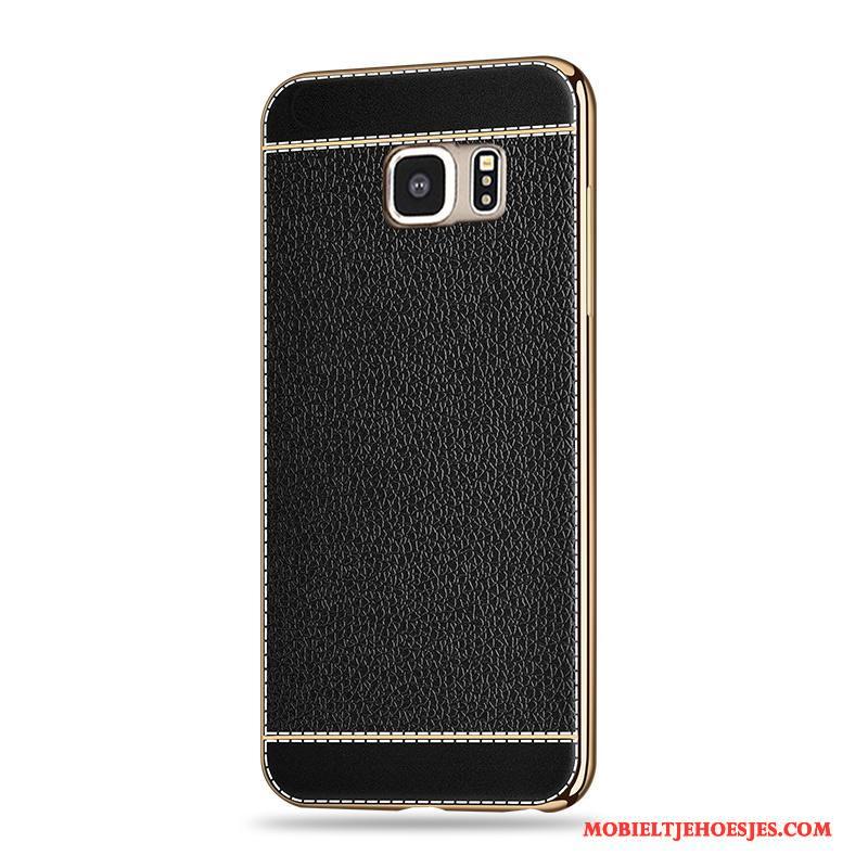 Samsung Galaxy S6 Siliconen All Inclusive Plating Patroon Anti-fall Hoesje Telefoon Zwart