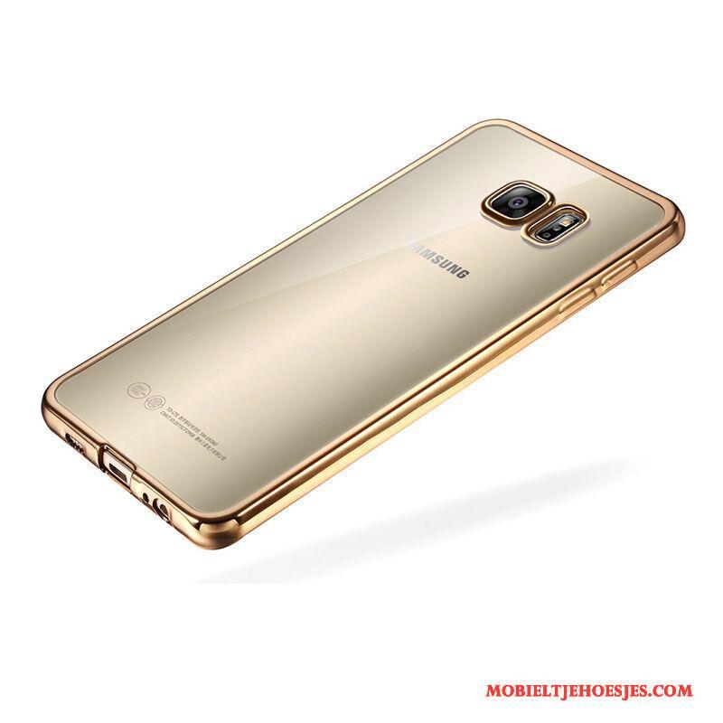 Samsung Galaxy S6 Siliconen Bescherming Anti-fall Hoesje Goud Doorzichtig Ster