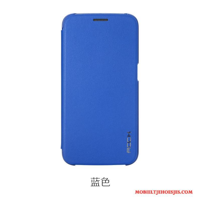 Samsung Galaxy S6 Ster Folio Hoes Dun Leren Etui Blauw Hoesje