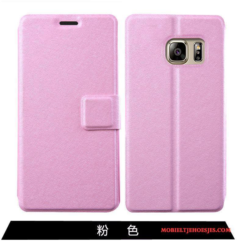 Samsung Galaxy S7 Edge Bescherming Hoes Ster Roze Folio Hoesje Telefoon Leren Etui