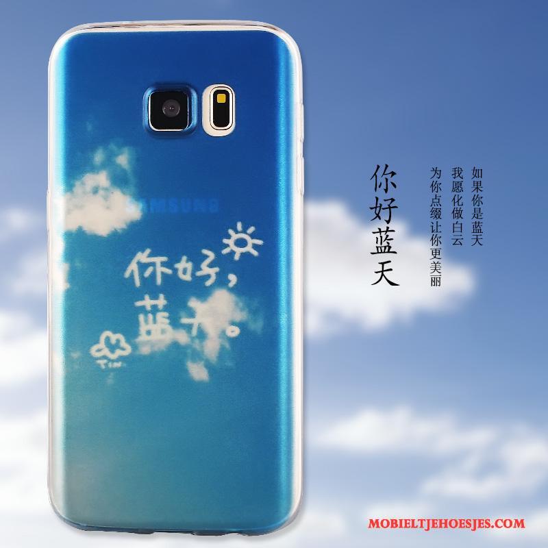 Samsung Galaxy S7 Edge Geschilderd Hoes Anti-fall Ster Hoesje Telefoon Blauw Bescherming