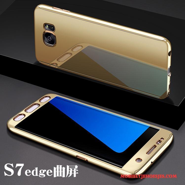 Samsung Galaxy S7 Edge Hard Hoesje Telefoon Trend Spiegel Goud All Inclusive Plating