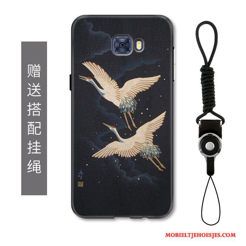 Samsung Galaxy S7 Edge Karper Chinese Stijl Anti-fall Hoesje Telefoon Zacht Kunst Zwart
