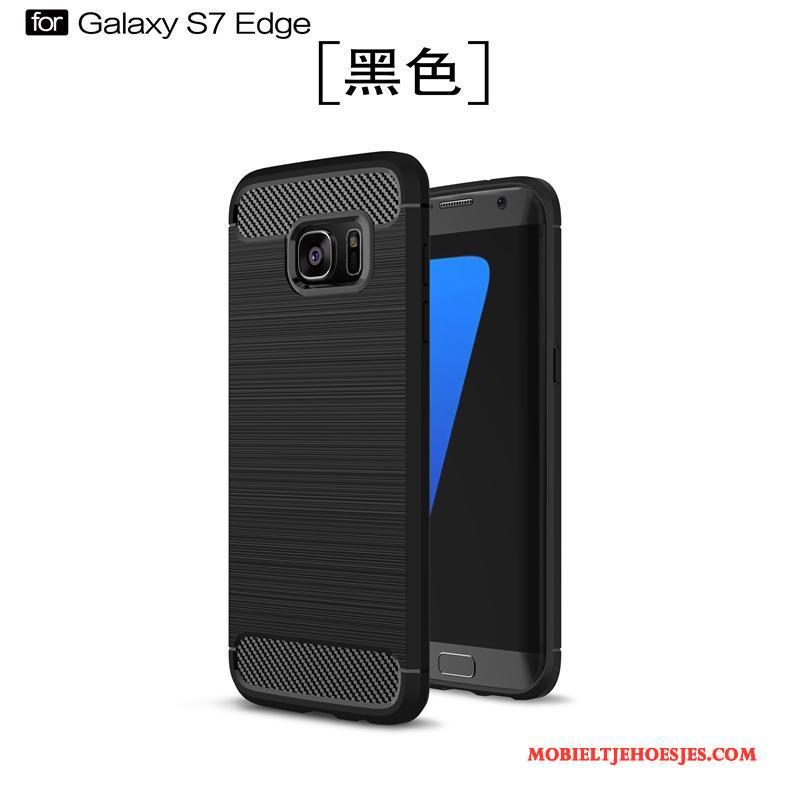 Samsung Galaxy S7 Edge Siliconen Zijde Zacht Hoesje Ster Zwart Bescherming