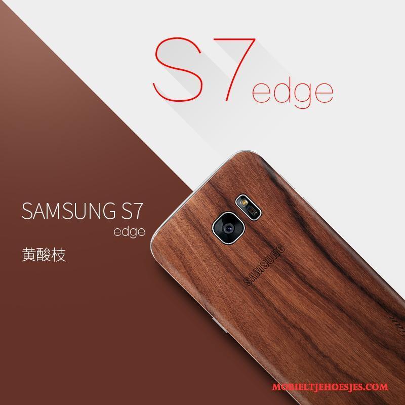 Samsung Galaxy S7 Edge Ster Hoes Hoesje Telefoon Dun Bescherming Massief Hout Tas