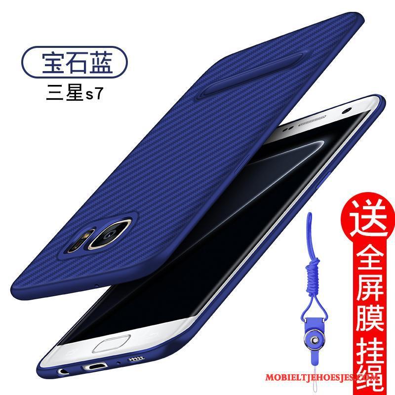 Samsung Galaxy S7 Hoes Bescherming Schrobben Blauw Hoesje Telefoon Siliconen Trend