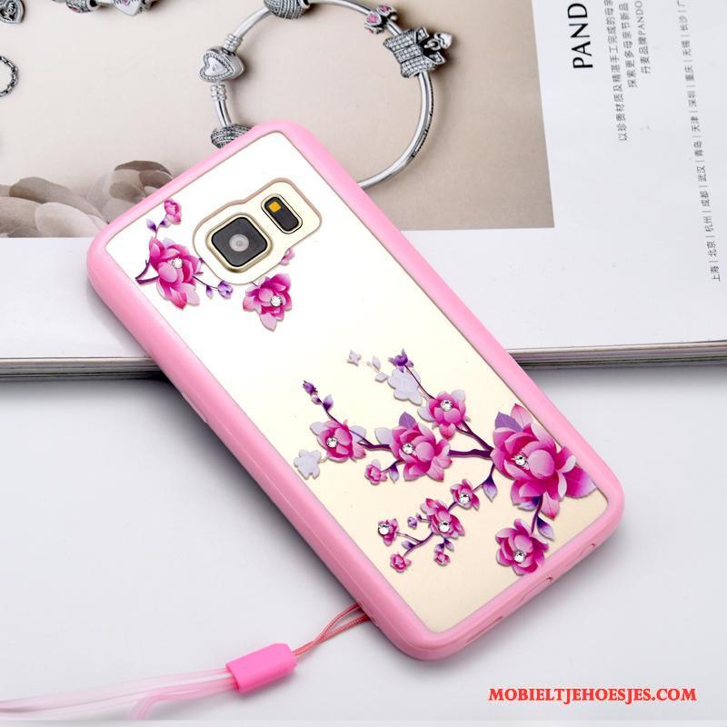Samsung Galaxy S7 Hoesje Hanger Anti-fall Mobiele Telefoon Roze Met Strass Ster Bescherming