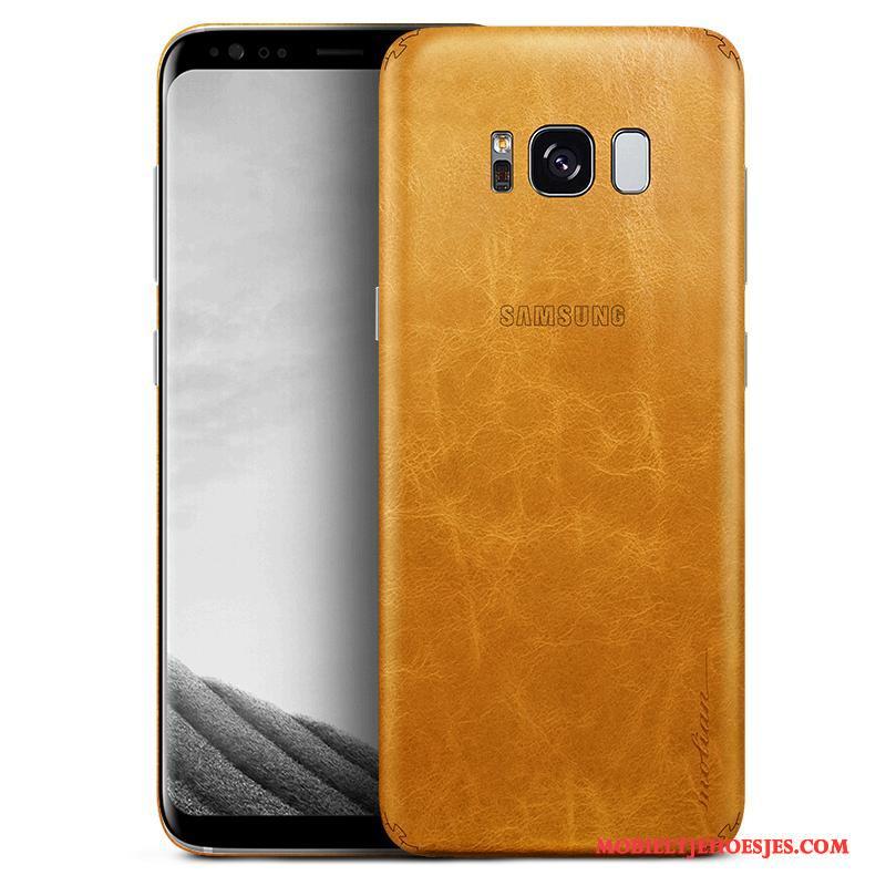 Samsung Galaxy S7 Hoesje Hoes Dun Geel Ster Scheppend Echt Leer Bescherming