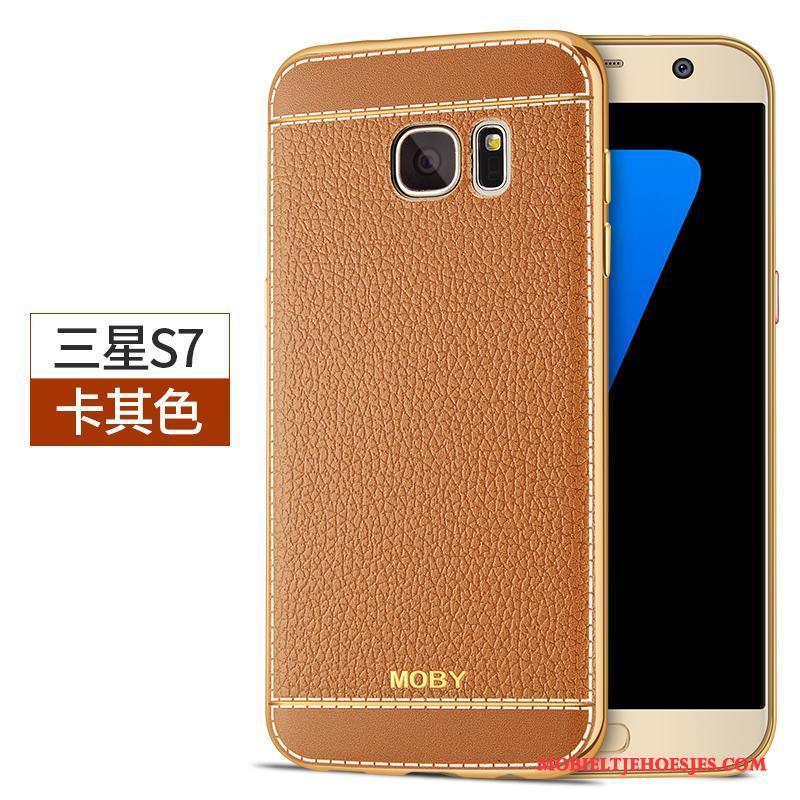 Samsung Galaxy S7 Hoesje Ster Siliconen Mobiele Telefoon Hoes Khaki Bescherming Anti-fall