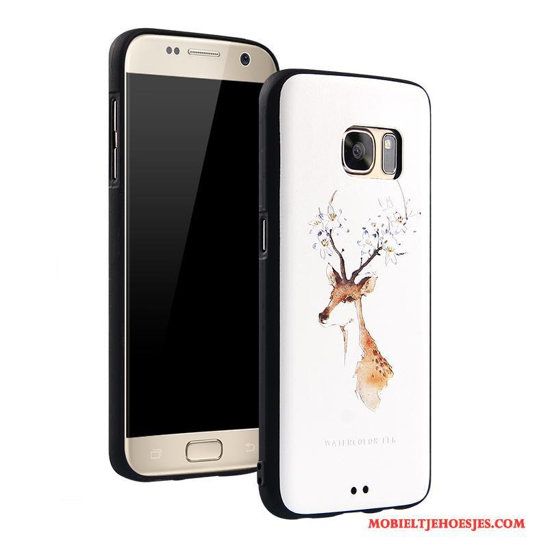 Samsung Galaxy S7 Mobiele Telefoon Ster Hoesje Telefoon Anti-fall Spotprent Wit Siliconen