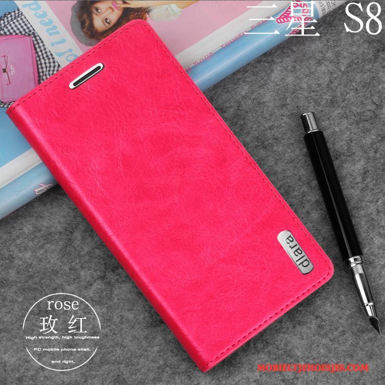 Samsung Galaxy S8 Folio Leren Etui Zacht Rood Anti-fall Ster Hoesje