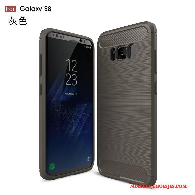 Samsung Galaxy S8 Hoesje Telefoon Anti-fall Grijs Fiber Siliconen Patroon Zijde