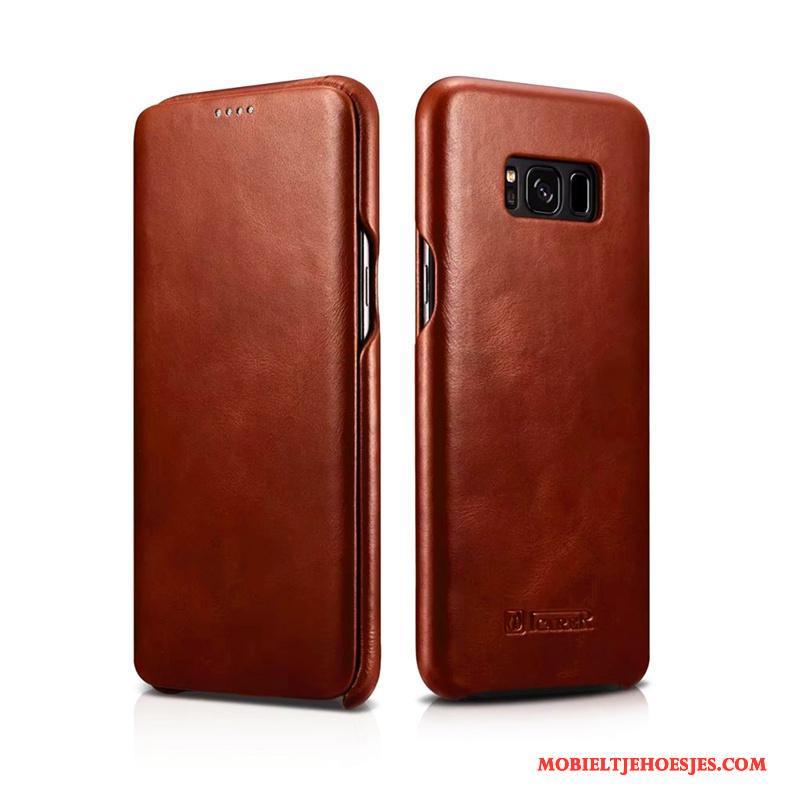 Samsung Galaxy S8 Hoesje Telefoon Leren Etui Mesh Echt Leer Bescherming Folio Ster