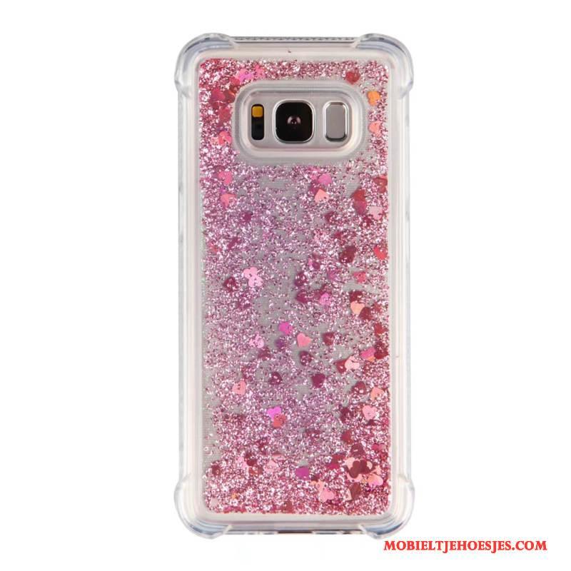 Samsung Galaxy S8 Hoesje Telefoon Roze Anti-fall Bescherming Dikke Drijfzand Ster