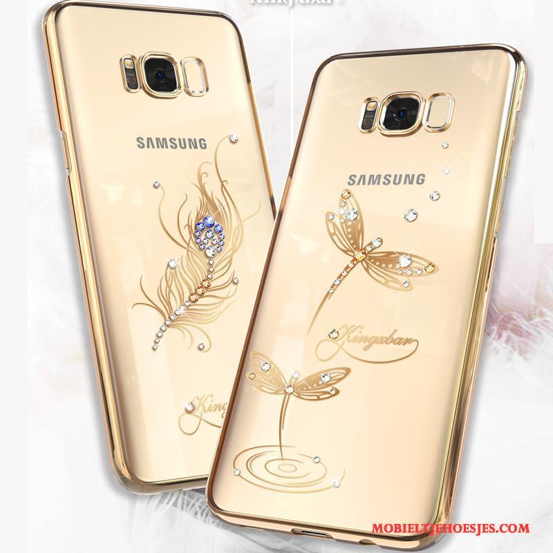 Samsung Galaxy S8+ Luxe Hoesje Telefoon Met Strass Goud Ster Trendy Merk Anti-fall