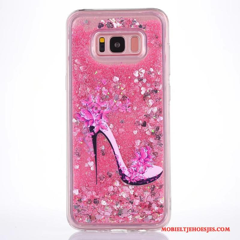 Samsung Galaxy S8+ Roze Bescherming Trend Hoesje Telefoon Vloeistof Ster Spotprent