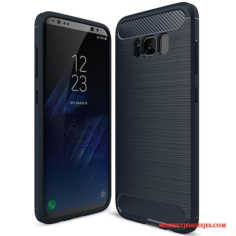 Samsung Galaxy S8 Siliconen Fiber Bescherming Donkerblauw Zacht Hoes Hoesje Telefoon