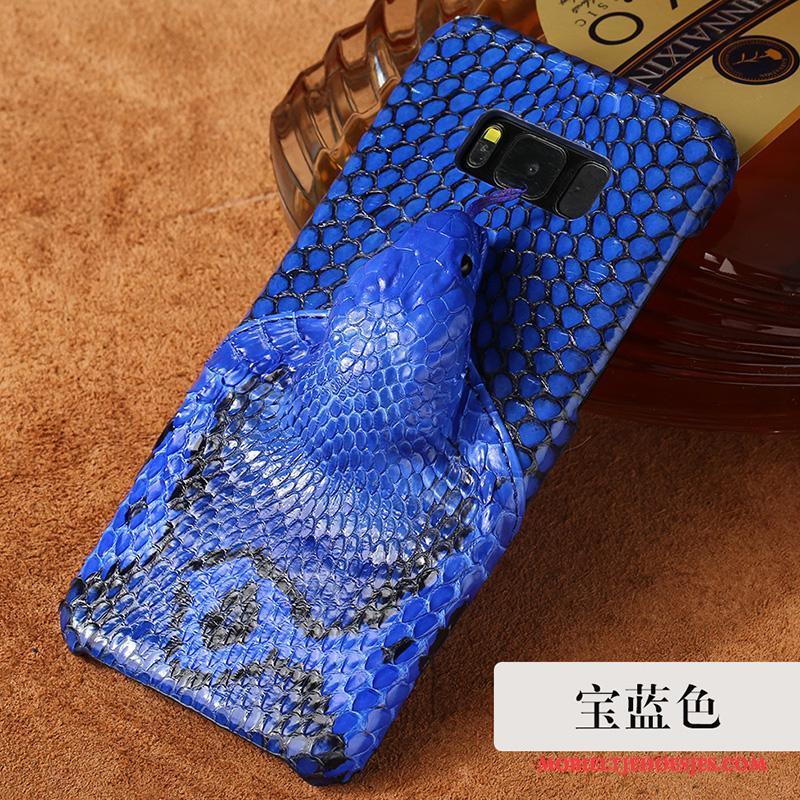 Samsung Galaxy S8+ Trend Leren Etui Blauw Ring Gesp Hoesje Telefoon Leer