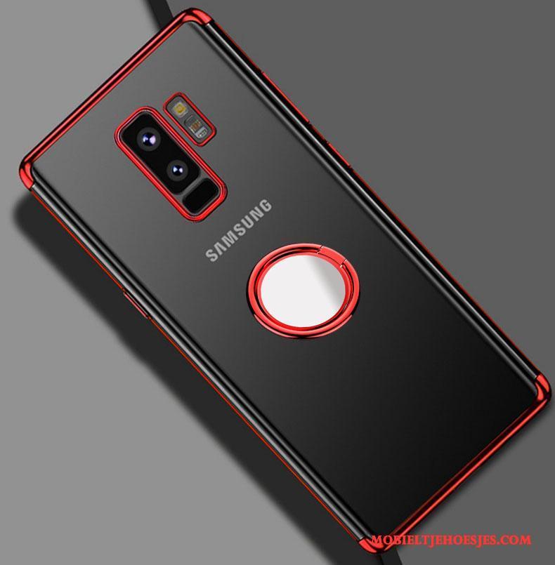 Samsung Galaxy S9+ Bescherming Hoesje Telefoon Magnetisch Ondersteuning Doorzichtig Rood Siliconen