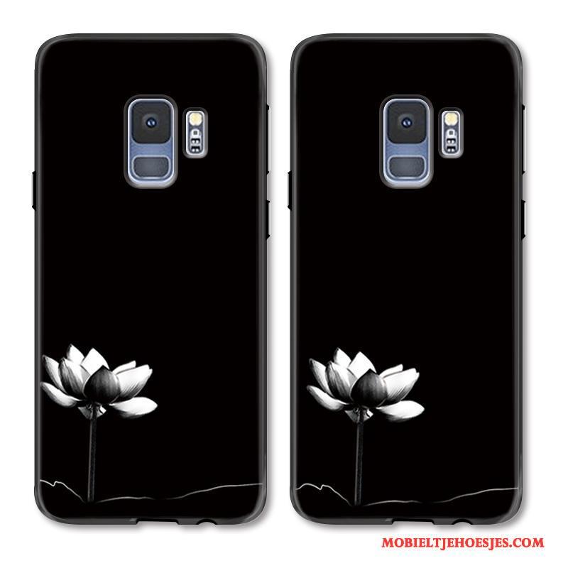 Samsung Galaxy S9 Bloemen Hoesje Telefoon Ster Reliëf Wit Hanger Eenvoudige