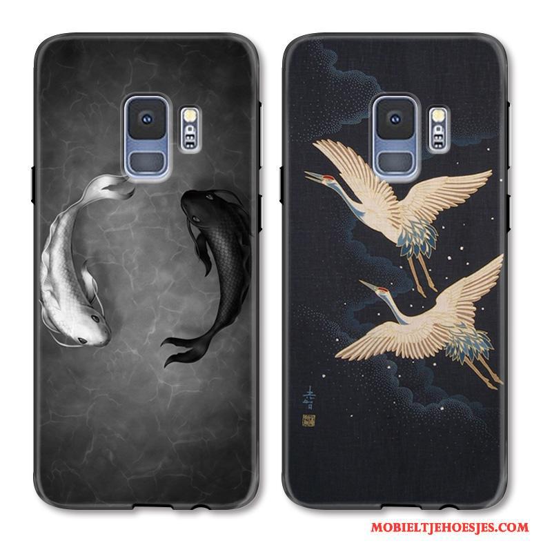 Samsung Galaxy S9+ Hoesje Bescherming Karper Anti-fall Chinese Stijl Hoes Ster Reliëf