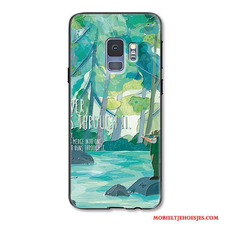 Samsung Galaxy S9 Hoesje Mini Scheppend Groen Reliëf Anti-fall Hanger Mode