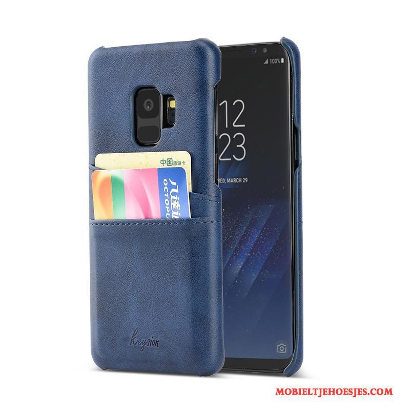 Samsung Galaxy S9 Hoesje Telefoon Mode Blauw Ster Anti-fall Leer Kaart