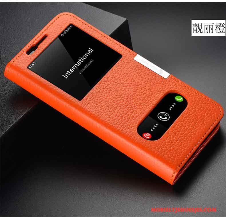 Samsung Galaxy S9+ Leren Etui Mobiele Telefoon Hoesje Telefoon Ster Folio Bescherming Oranje