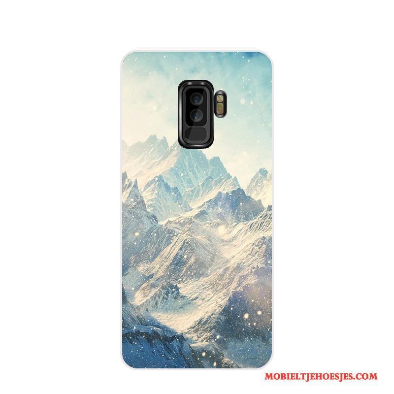 Samsung Galaxy S9+ Scheppend Landschap Hoesje Telefoon Lichtblauw Zacht Dun Kunst