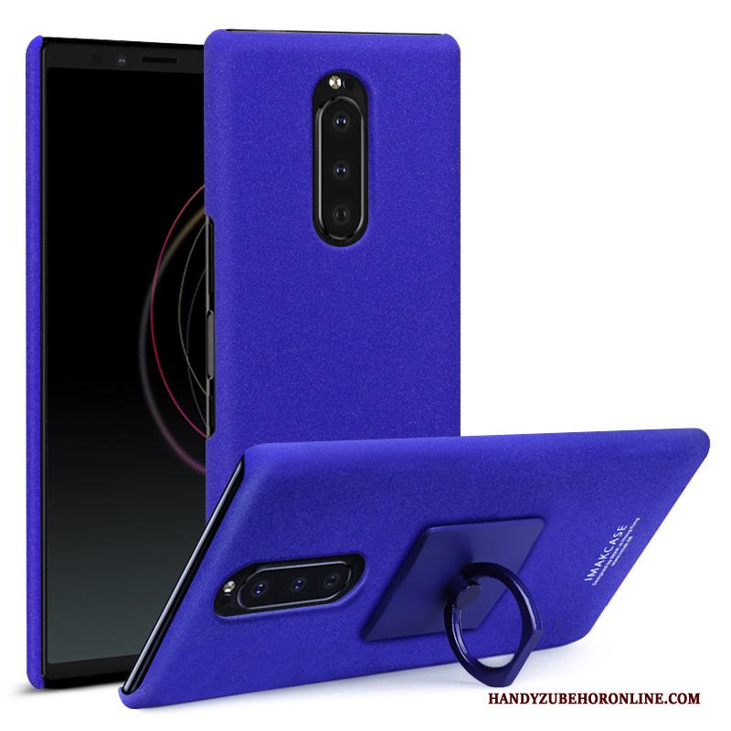 Sony Xperia 1 Hoesje Denim Bescherming Schrobben Hard Ondersteuning Purper Hoes