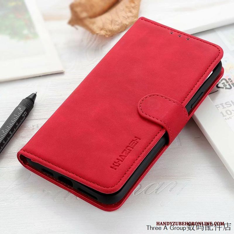 Sony Xperia 1 Ii Anti-fall Kaart Hoesje Telefoon Rood Folio Schrobben Leren Etui