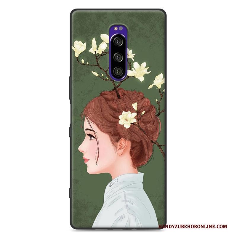 Sony Xperia 1 Siliconen Mini Hoesje Telefoon Anti-fall Kunst Groen Zacht