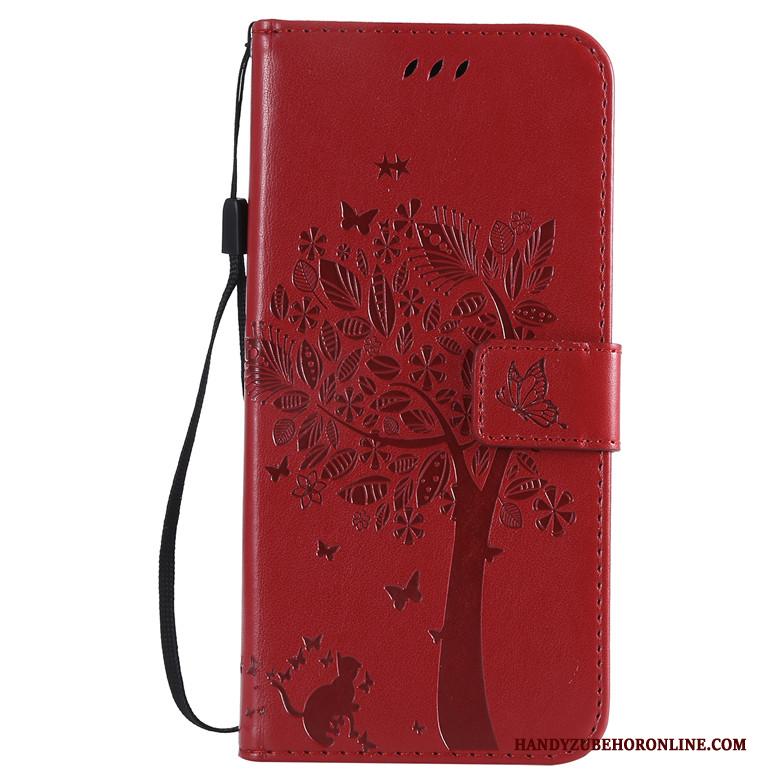 Sony Xperia 10 Ii Leren Etui Bescherming Hoesje Telefoon Rood Anti-fall Clamshell Zacht