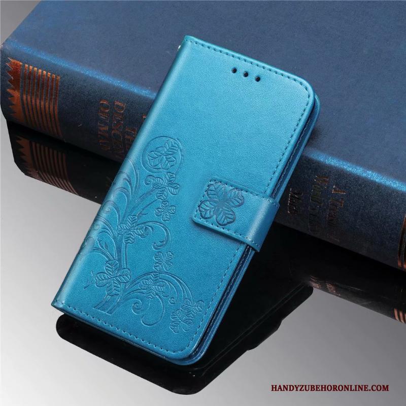 Sony Xperia 10 Leren Etui Kaart Clamshell Blauw Hoesje Telefoon