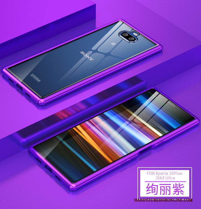 Sony Xperia 10 Plus Mooi Bescherming Purper Anti-fall Hoes Hoesje Telefoon Metaal