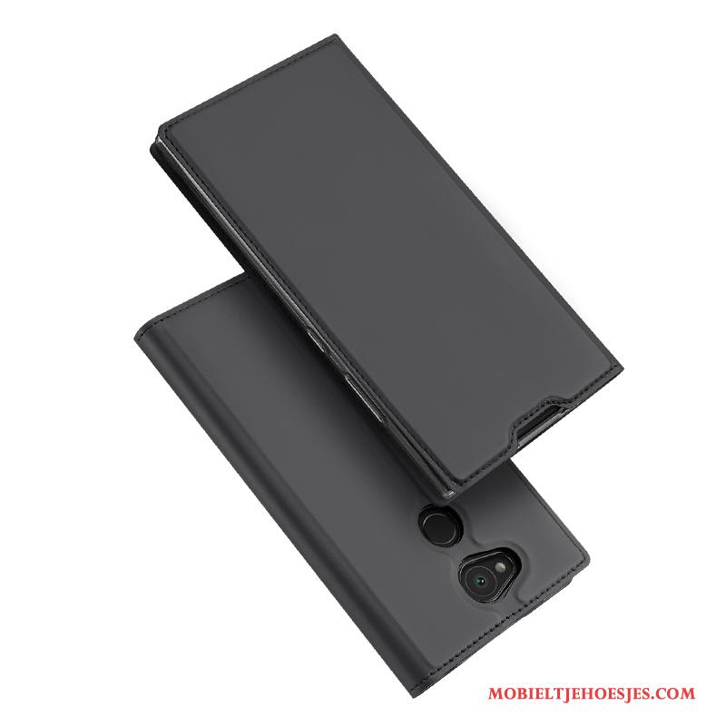 Sony Xperia L2 Hoesje Leren Etui Zwart Bescherming Hoes All Inclusive Anti-fall Kaart