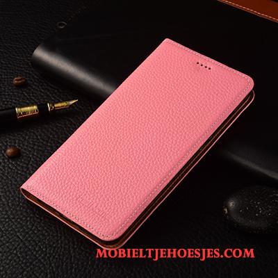 Sony Xperia M5 Dual Folio Leren Etui Roze Anti-fall Hoes Hoesje Telefoon Echt Leer