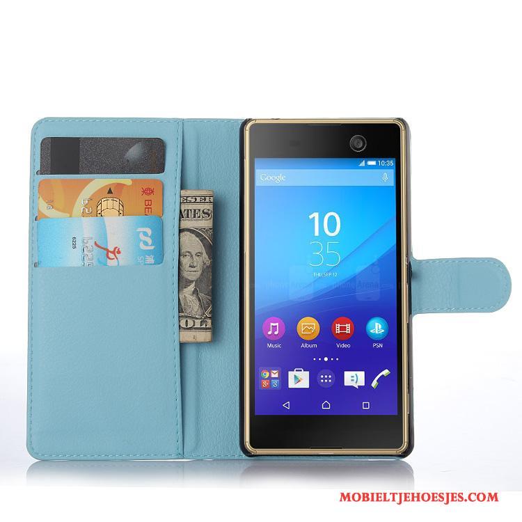 Sony Xperia M5 Dual Hoes Bescherming Mobiele Telefoon Blauw Hoesje Telefoon Leren Etui