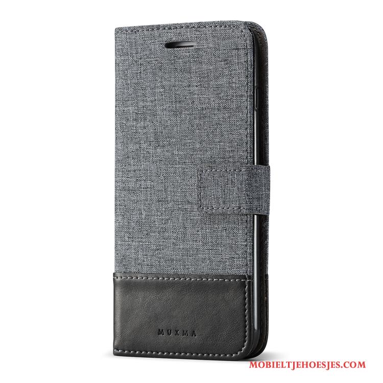 Sony Xperia X Denim Hoesje Telefoon Grijs Anti-fall Patroon Leren Etui Kaart