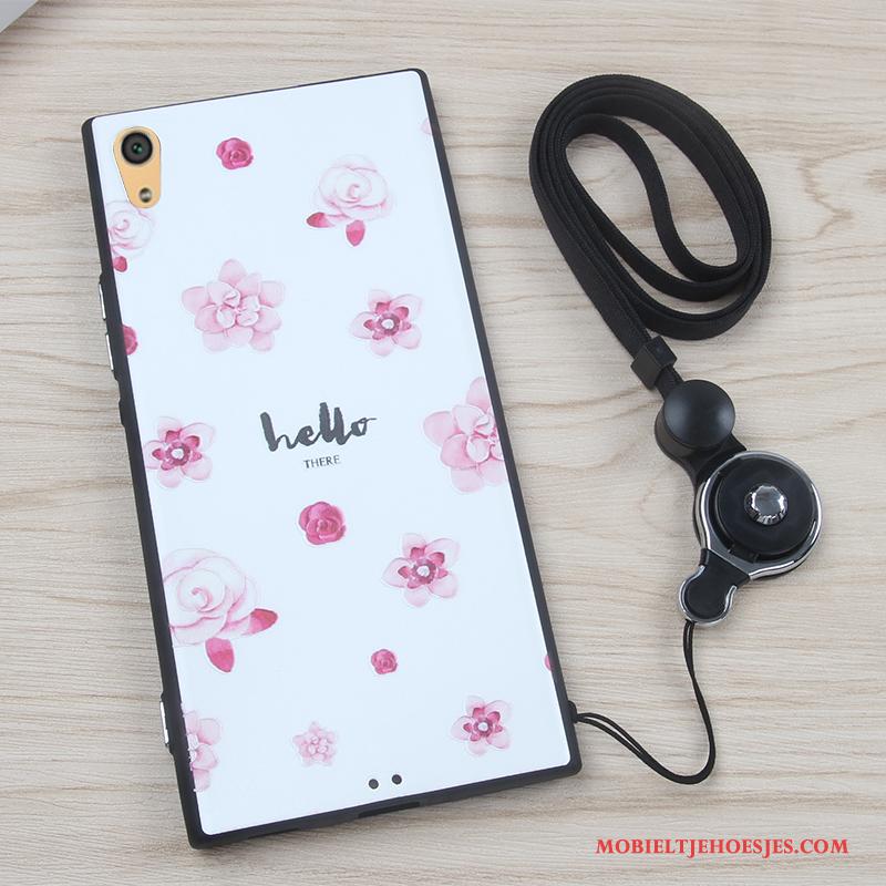 Sony Xperia Xa1 Hanger Roze Bescherming Anti-fall Siliconen Hoes Hoesje Telefoon