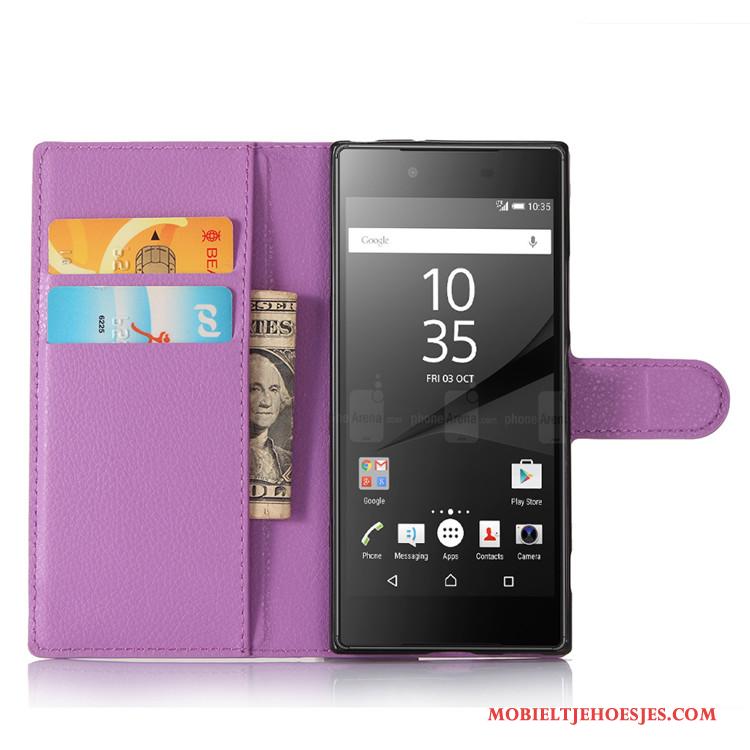 Sony Xperia Xa1 Hoesje Leren Etui Portemonnee Folio Diepe Kleur Telefoon Bescherming