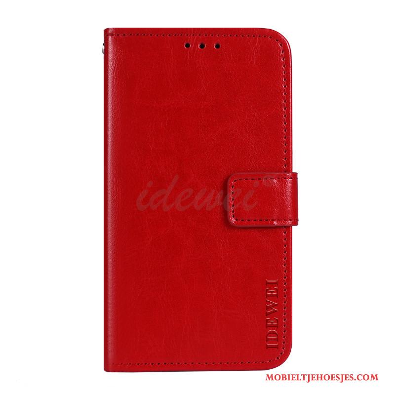 Sony Xperia Xa1 Plus Folio Portemonnee Hoesje Telefoon Bescherming Leren Etui Rood Kaart